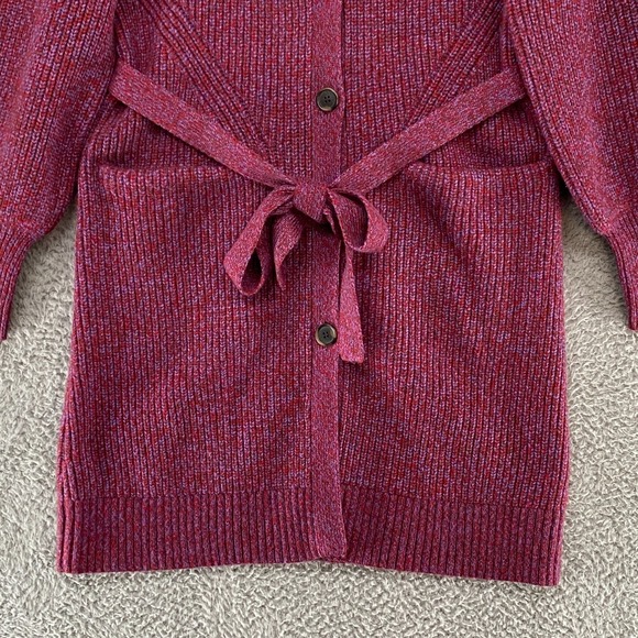 Draper James Sweater Jacket Womens XS Marled Red Purple Long Cardigan Turtleneck - Picture 3 of 11